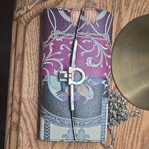 Salvatore Ferragamo Purple and Silver Clutch